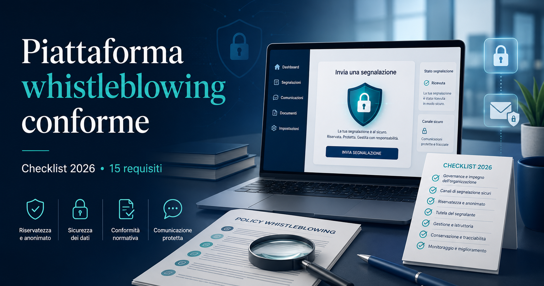 Piattaforma whistleblowing conforme: 15 requisiti da verificare nel 2026